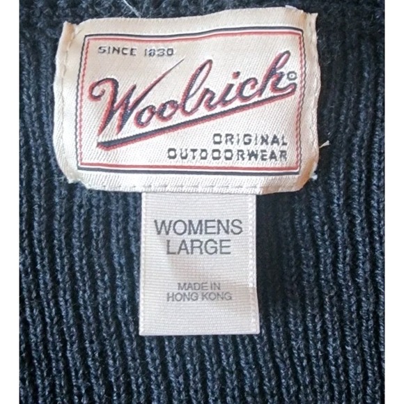 WOOLRICH CARDIGAN WOMENS SIZE LARGE FLORAL EMBROIDED BLACK BUTTON UP 90S VINTAGE - Picture 11 of 12